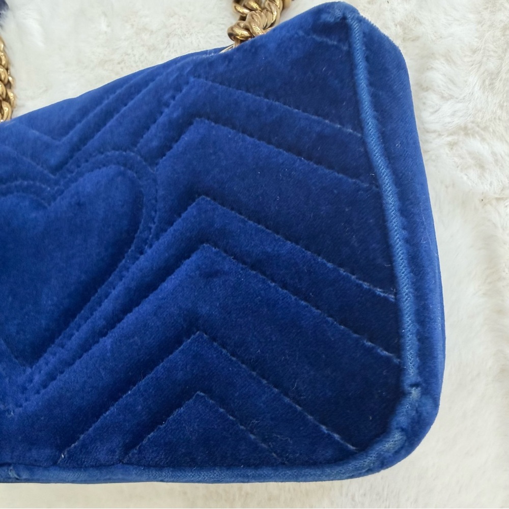 GUCCI Blue Marmont Quilted Crossbody/Shoulder Bag - Picture 10 of 13